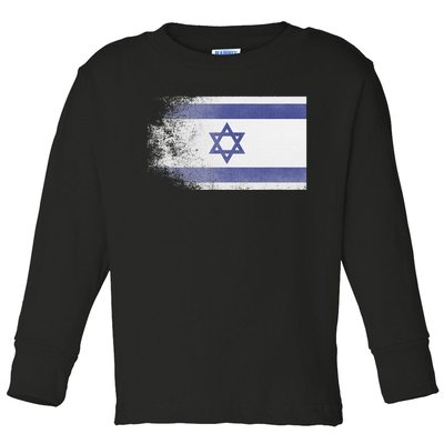 Vintage Distressed Flag of Israel Pray for Israel Pro Jewish  Toddler Long Sleeve Shirt