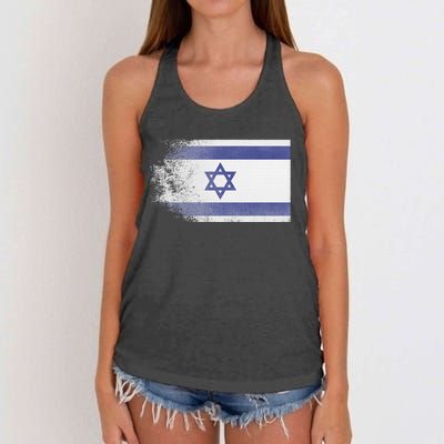 Vintage Distressed Flag of Israel Pray for Israel Pro Jewish  Women's Knotted Racerback Tank