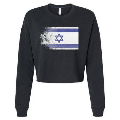 Vintage Distressed Flag of Israel Pray for Israel Pro Jewish  Cropped Pullover Crew