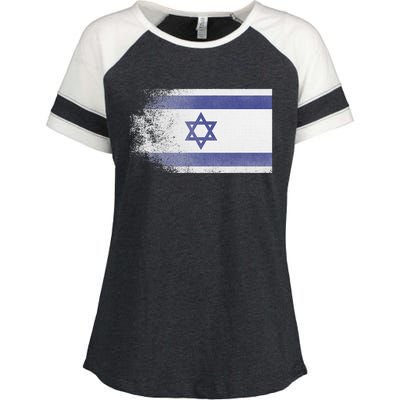 Vintage Distressed Flag of Israel Pray for Israel Pro Jewish  Enza Ladies Jersey Colorblock Tee