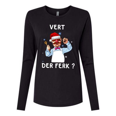 Vert Der Ferk Christmas Funny Chef Womens Cotton Relaxed Long Sleeve T-Shirt