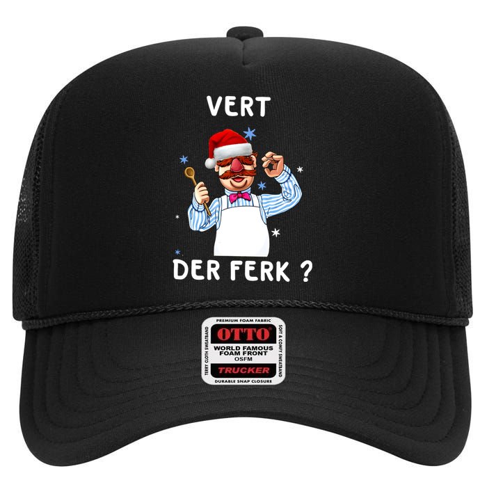 Vert Der Ferk Christmas Funny Chef High Crown Mesh Back Trucker Hat