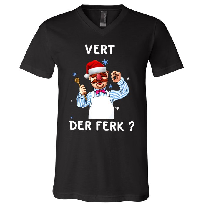 Vert Der Ferk Christmas Funny Chef V-Neck T-Shirt