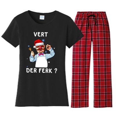 Vert Der Ferk Christmas Funny Chef Women's Flannel Pajama Set