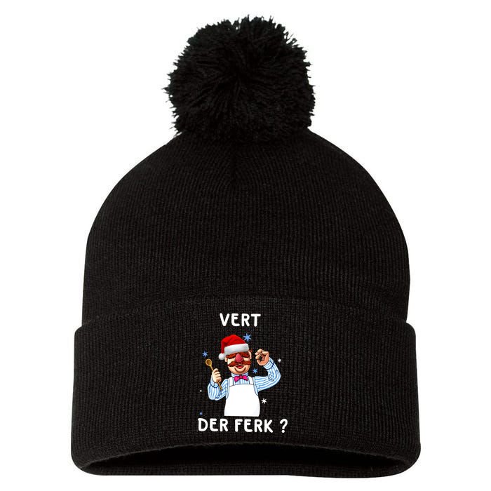 Vert Der Ferk Christmas Funny Chef Pom Pom 12in Knit Beanie