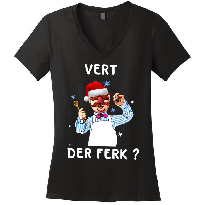 Vert Der Ferk Christmas Funny Chef Women's V-Neck T-Shirt