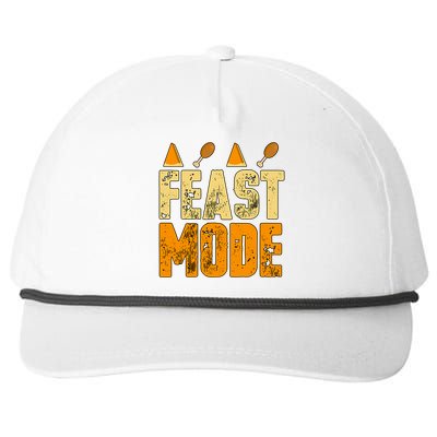 Vintage Distressed Feast Mode! Pumpkin Pie Turkey Legs Gift Great Gift Snapback Five-Panel Rope Hat