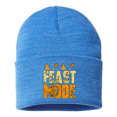 Vintage Distressed Feast Mode! Pumpkin Pie Turkey Legs Gift Great Gift Sustainable Knit Beanie