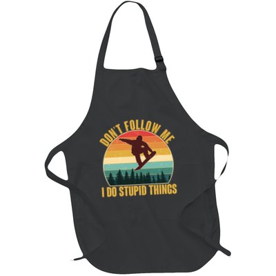 Vintage Don't Follow Me I Do Stupid Things Snowboarder Apron
