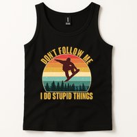Vintage Don't Follow Me I Do Stupid Things Snowboarder Tank Top