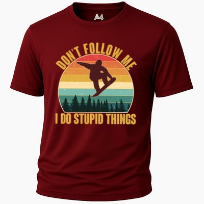 Vintage Don't Follow Me I Do Stupid Things Snowboarder Performance Shirt