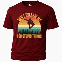 Vintage Don't Follow Me I Do Stupid Things Snowboarder Performance Shirt