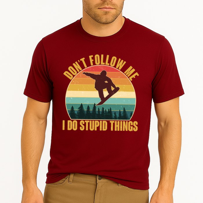 Vintage Don't Follow Me I Do Stupid Things Snowboarder Performance Shirt
