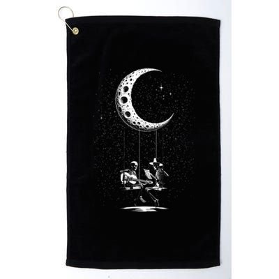 Valentine Day Funny Skeleton Couple Guitar Rock And Roll Platinum Collection Golf Towel