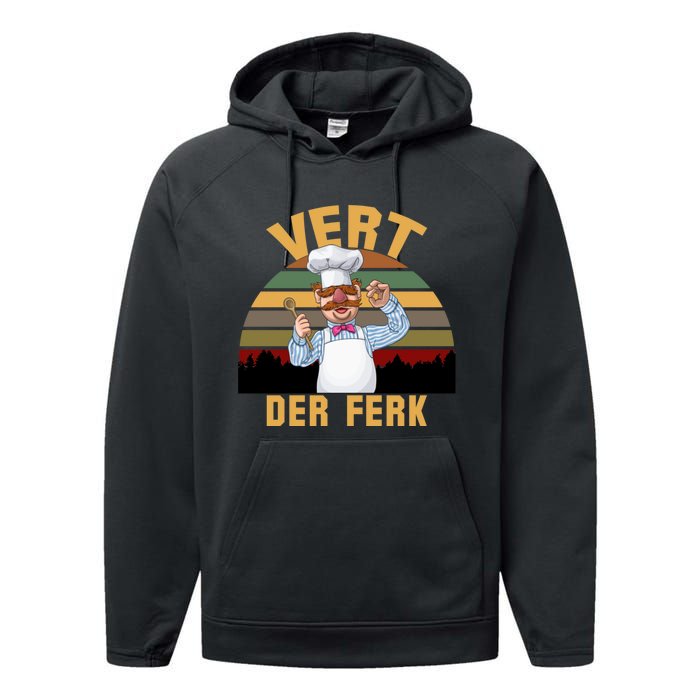 Vert Der Ferk Swedish Chef Vintage Funny Performance Fleece Hoodie