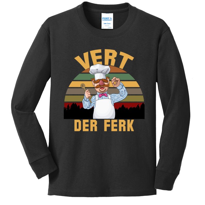 Vert Der Ferk Swedish Chef Vintage Funny Kids Long Sleeve Shirt