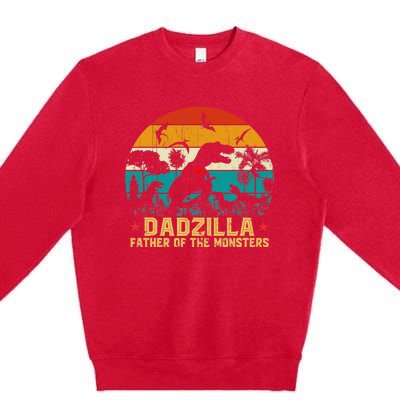 Vintage Dadzilla Father Of The Monsters For DAD Father's Day Premium Crewneck Sweatshirt