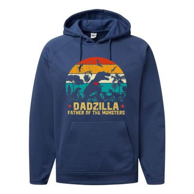 Vintage Dadzilla Father Of The Monsters For DAD Father's Day Performance Fleece Hoodie