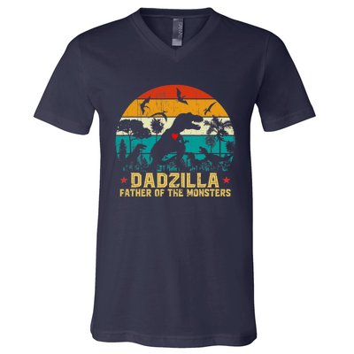 Vintage Dadzilla Father Of The Monsters For DAD Father's Day V-Neck T-Shirt