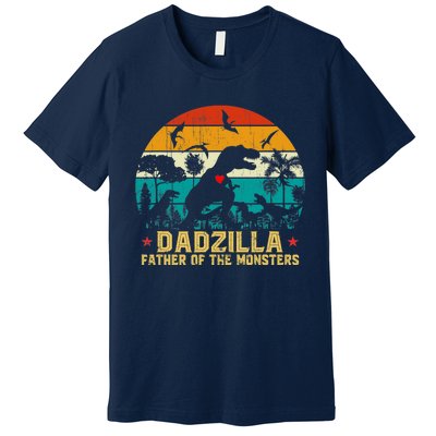 Vintage Dadzilla Father Of The Monsters For DAD Father's Day Premium T-Shirt