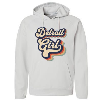 Vintage Design For From Detroit Michigan Performance Fleece Hoodie