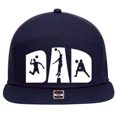 Volleyball Dad Father Beach Volleyball Player Father's Day 7 Panel Mesh Trucker Snapback Hat