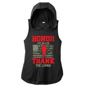 Veterans Day Funny Gift Honor The Fallen Thank The Living Funny Gift American Cu Ladies PosiCharge Tri-Blend Wicking Draft Hoodie Tank