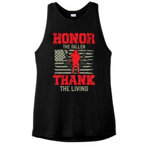 Veterans Day Funny Gift Honor The Fallen Thank The Living Funny Gift American Cu Ladies PosiCharge Tri-Blend Wicking Tank