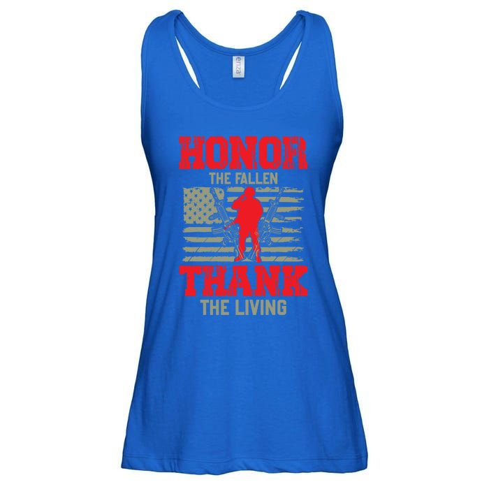 Veterans Day Funny Gift Honor The Fallen Thank The Living Funny Gift American Cu Ladies Essential Flowy Tank