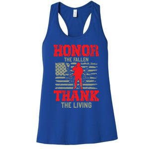 Veterans Day Funny Gift Honor The Fallen Thank The Living Funny Gift American Cu Women's Racerback Tank