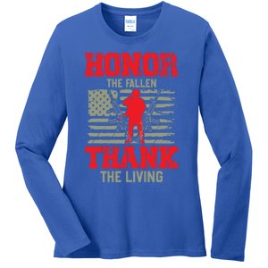 Veterans Day Funny Gift Honor The Fallen Thank The Living Funny Gift American Cu Ladies Long Sleeve Shirt