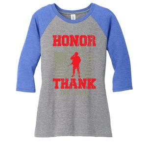 Veterans Day Funny Gift Honor The Fallen Thank The Living Funny Gift American Cu Women's Tri-Blend 3/4-Sleeve Raglan Shirt