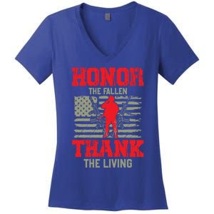 Veterans Day Funny Gift Honor The Fallen Thank The Living Funny Gift American Cu Women's V-Neck T-Shirt