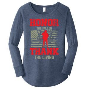 Veterans Day Funny Gift Honor The Fallen Thank The Living Funny Gift American Cu Women's Perfect Tri Tunic Long Sleeve Shirt