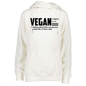 Vegan Definition Funny Vegan Joke Gift Veganism Definition Cute Gift Womens Funnel Neck Pullover Hood