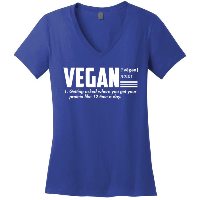 Vegan Definition Funny Vegan Joke Gift Veganism Definition Cute Gift Women's V-Neck T-Shirt