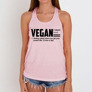 Vegan Definition Funny Vegan Joke Gift Veganism Definition Cute Gift Women's Knotted Racerback Tank