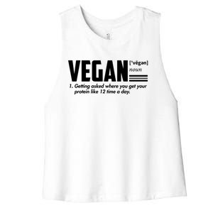 Vegan Definition Funny Vegan Joke Gift Veganism Definition Cute Gift Women's Racerback Cropped Tank