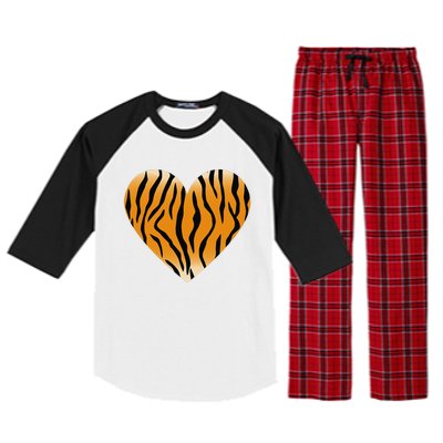 Valentine's Day Fashionable Tiger Stripe Pattern Heart Gift Raglan Sleeve Pajama Set