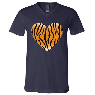 Valentine's Day Fashionable Tiger Stripe Pattern Heart Gift V-Neck T-Shirt