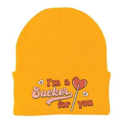 Valentines Day Funny Gift For Candy Lover I'm A Sucker For You Gift Knit Cap Winter Beanie