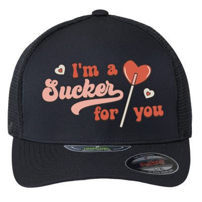 Valentines Day Funny Gift For Candy Lover I'm A Sucker For You Gift Flexfit Unipanel Trucker Cap