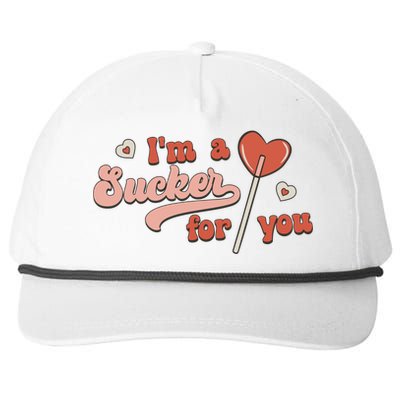 Valentines Day Funny Gift For Candy Lover I'm A Sucker For You Gift Snapback Five-Panel Rope Hat