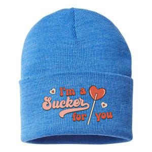 Valentines Day Funny Gift For Candy Lover I'm A Sucker For You Gift Sustainable Knit Beanie