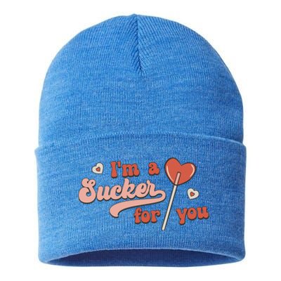 Valentines Day Funny Gift For Candy Lover I'm A Sucker For You Gift Sustainable Knit Beanie