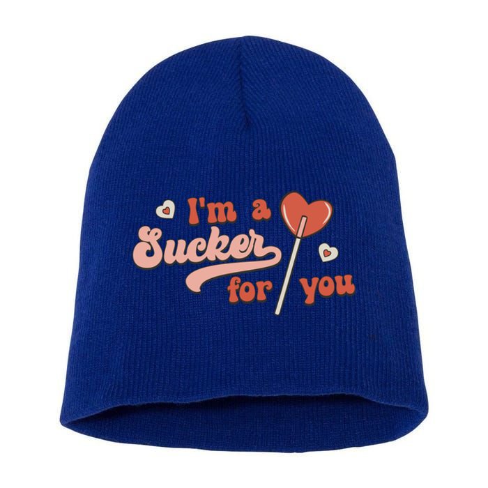 Valentines Day Funny Gift For Candy Lover I'm A Sucker For You Gift Short Acrylic Beanie