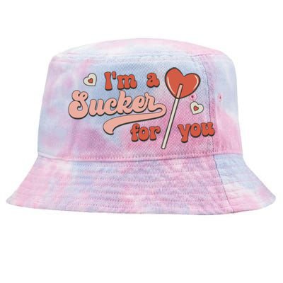 Valentines Day Funny Gift For Candy Lover I'm A Sucker For You Gift Tie-Dyed Bucket Hat