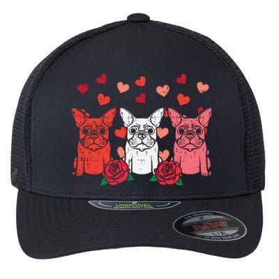 Valentines Day French Bulldogs Frenchie Dog Cool Gift Flexfit Unipanel Trucker Cap