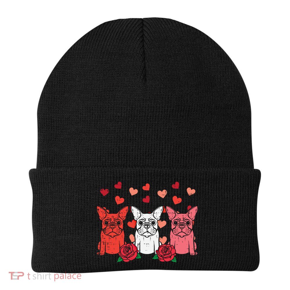 Valentines Day French Bulldogs Frenchie Dog Cool Gift Beanie