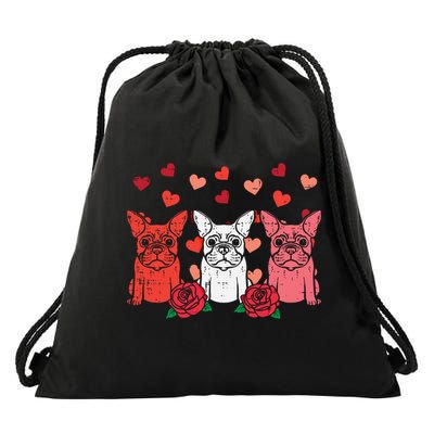 Valentines Day French Bulldogs Frenchie Dog Cool Gift Drawstring Bag